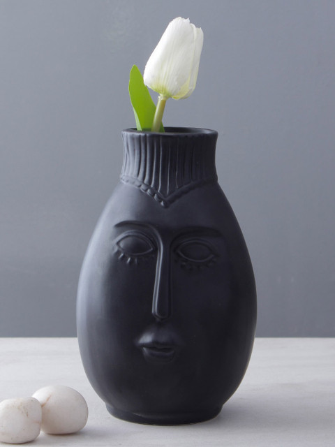 

TAYHAA Black Solid Ceramic Flower Vase