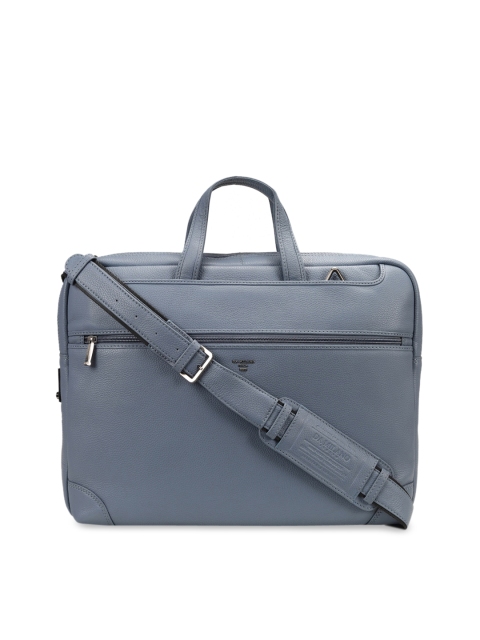 

Da Milano Unisex Blue Solid Leather Laptop Bag