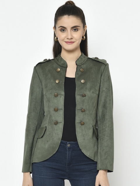 

Latin Quarters Women Green Solid Tailored Jacket