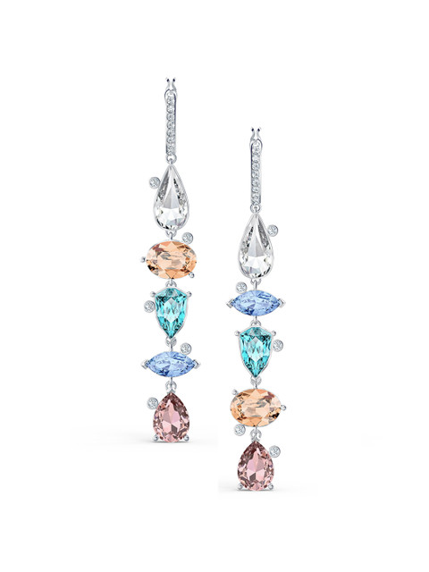 

SWAROVSKI Multicoloured Rhodium Plated Sunny Hoop Pierced Earrings, Multi