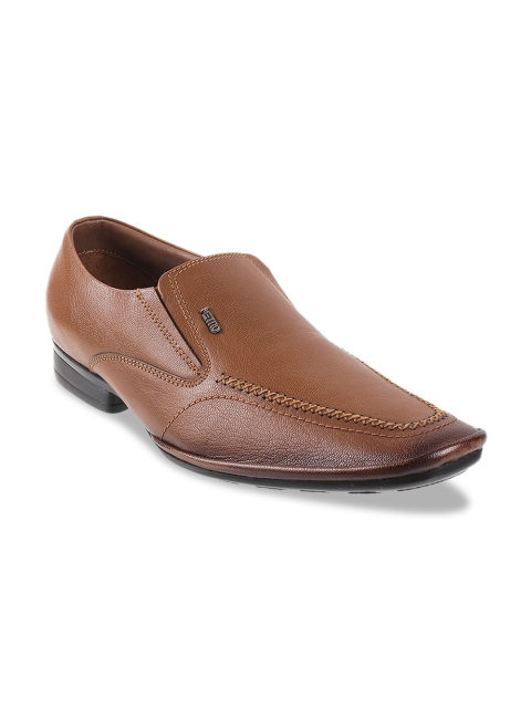 

Metro Men Tan Brown Solid Leather Formal Slip-Ons