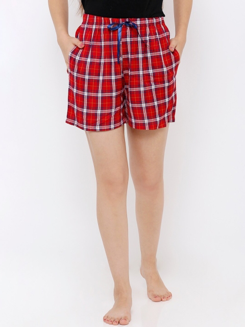 

Heart 2 Heart Women Red Checked Lounge Shorts