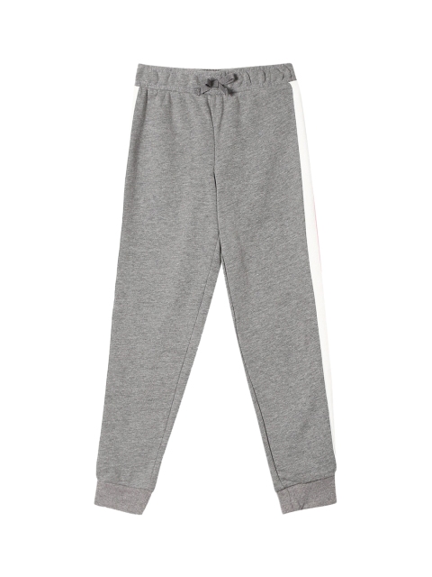 

The Childrens Place Girls Grey & White Solid Straight-Fit Active Joggers