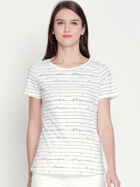 

Honey by Pantaloons Women White Printed Round Neck T-shirt