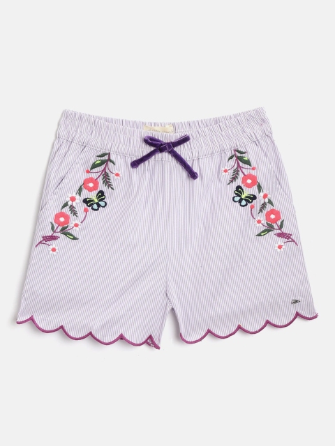 

Cherry Crumble Girls Purple Striped Regular Fit Shorts