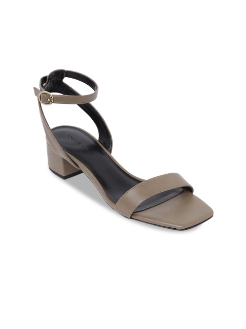 

CHARLES & KEITH Women Taupe Solid Block Heels