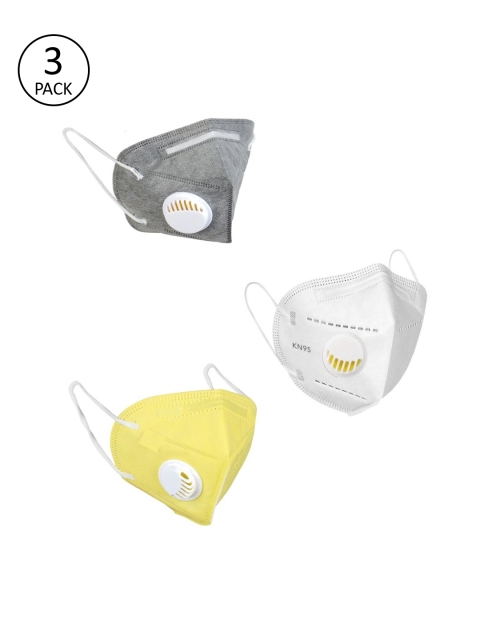 

OOMPH Unisex Pack Of 3 5-Ply Anti-Pollution Reusable KN95 Mask, White