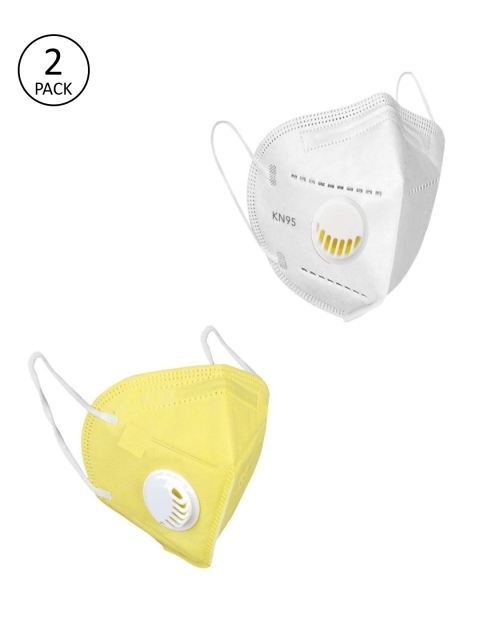 

OOMPH Unisex 5Ply 2Pcs Protective Outdoor Face Masks With Valve, White