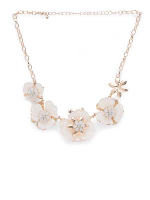 Globus Women Gold-Plated And White Floral Statement Necklace