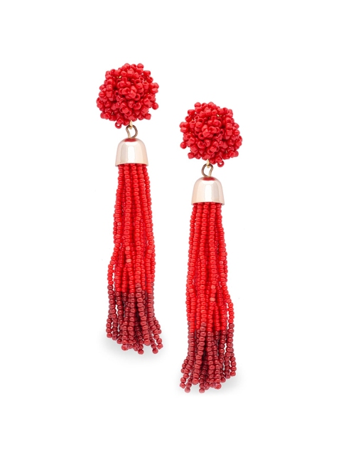 

Globus Red & Gold-Toned Quirky Drop Earrings