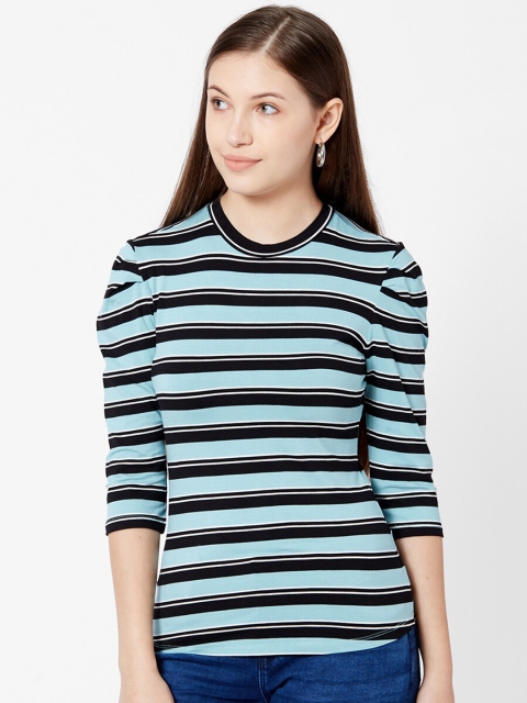 

Kraus Jeans Women Blue & Black Striped Top