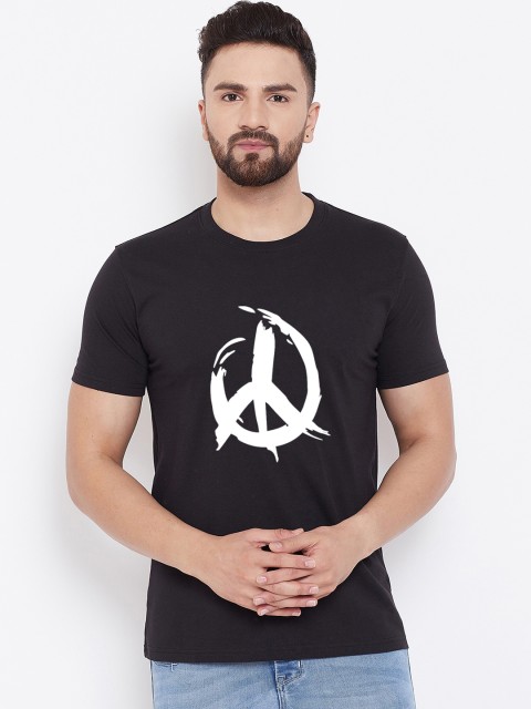 

wesquare Men Black Printed Round Neck T-shirt