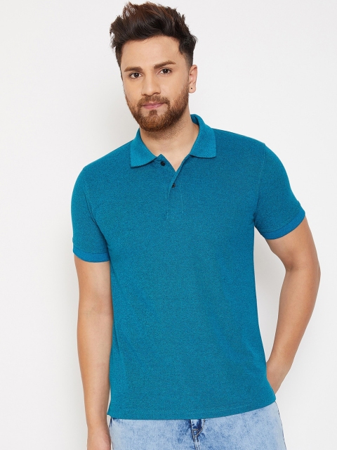 

wesquare Men Blue Solid Polo Collar T-shirt
