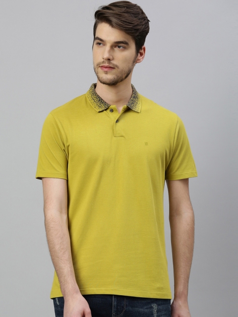 

RARE RABBIT Men Lime Green Solid Polo Collar T-shirt