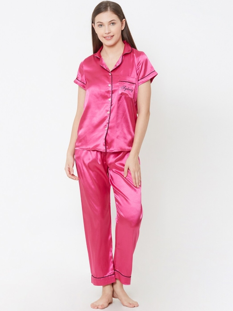 

Sweet Dreams Women Pink Solid Night suit