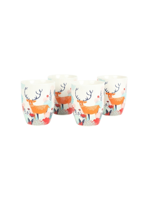 

Chumbak Multicolored Pack of 4 Gleeful Deer Mugs Gift Set, Multi