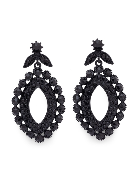 

Globus Black Embellished Oval Drop Earrings