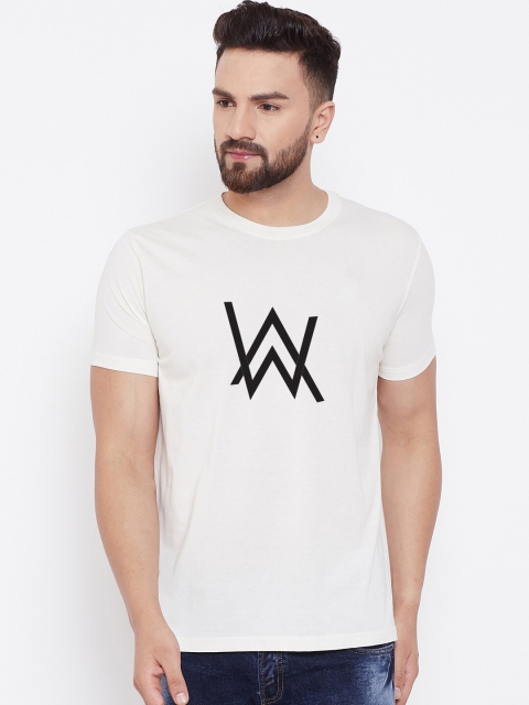 

wesquare Men White Printed Round Neck T-shirt
