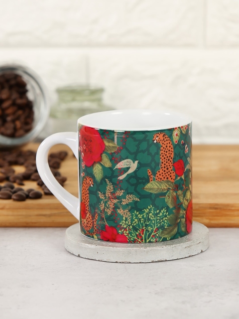 

India Circus by Krsnaa Mehta Green & Red Leopards of Kabini Espresso Mug 100 ml