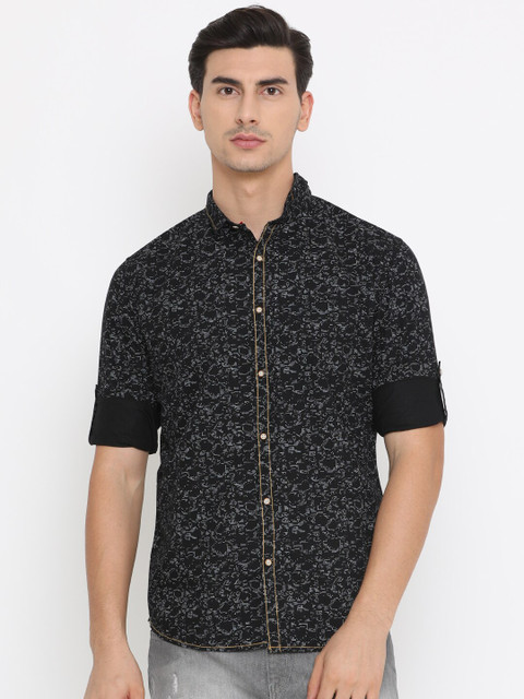 

SHOWOFF Men Black & Grey Slim Fit Printed Casual Shirt
