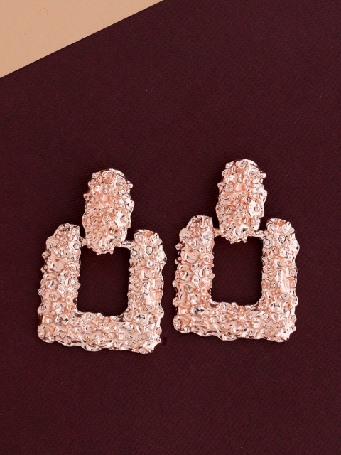 

Tistabene Rose Gold Plated Geometric Drop Earrings, Pink