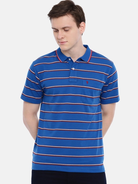 

Classic Polo Men Blue Striped Polo Collar T-shirt