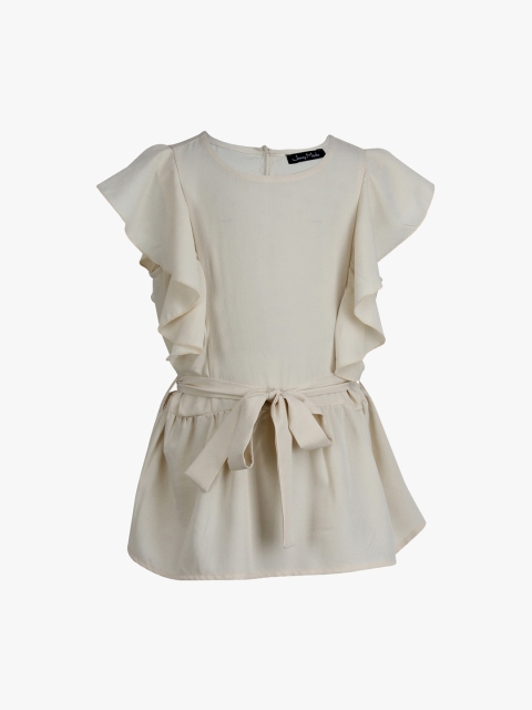 

Tiddlywings Girls Cream-Coloured Solid Peplum Top