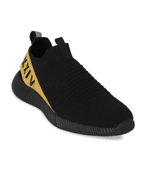 

KazarMax Men Black Colourblocked Mid-Top Slip-On Sneakers