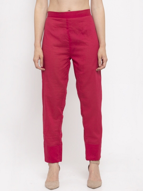 

Meee Women Magenta Pink Tapered Fit Solid Cigarette Trousers