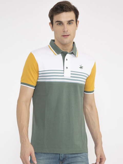 

Beverly Hills Polo Club Men Green Colourblocked Polo Collar T-shirt