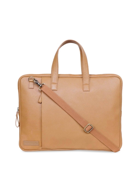 

Justanned Men Tan Brown Solid Leather Laptop Bag