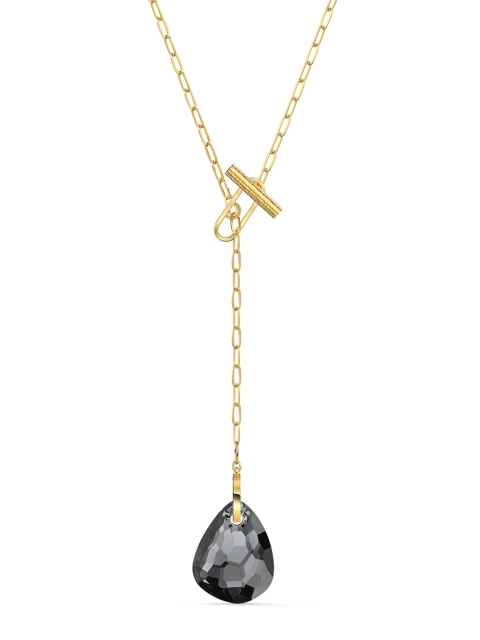 

SWAROVSKI Charcoal Grey & Gold T Bar Y Necklace