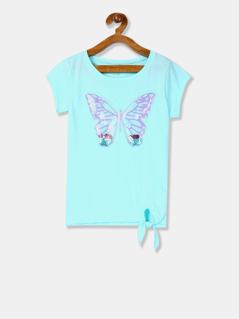 

The Childrens Place Girls Blue & Purple Embellished Printed Top