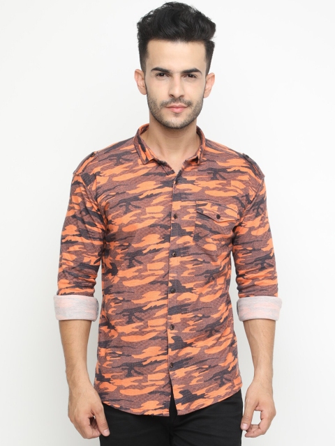 

SHOWOFF Men Orange & Blue Slim Fit Printed Casual Shirt