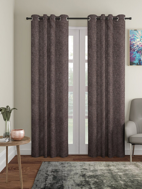 

KLOTTHE Brown Set of 2 Long Door Curtains