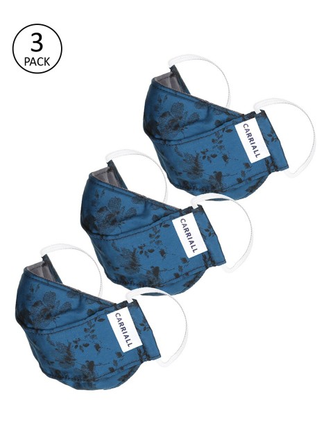 

Carriall Unisex 3 Pcs Blue 3-Ply Anti-Microbial Reusable Cloth Masks