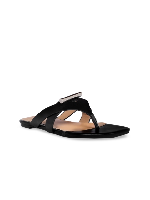 

Sole To Soul Women Black Solid Open Toe Flats