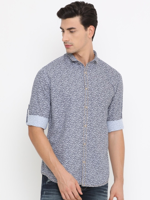 

SHOWOFF Men Navy Blue & White Slim Fit Floral Printed Casual Shirt