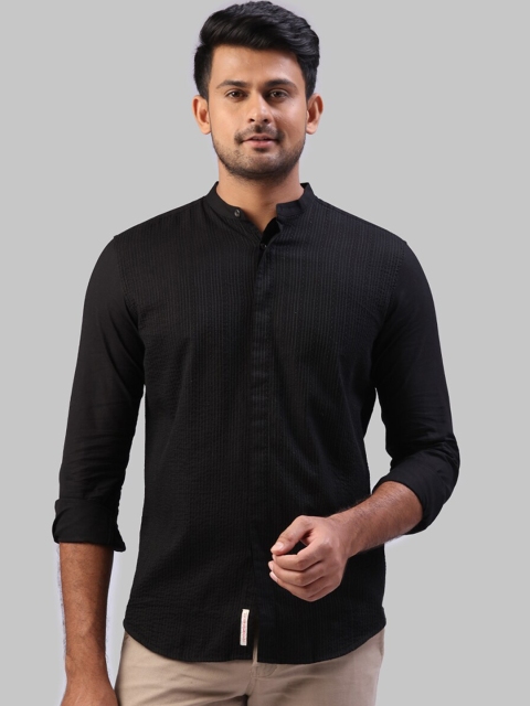 

Raymond Men Black Regular Fit Self Design Semiformal Shirt
