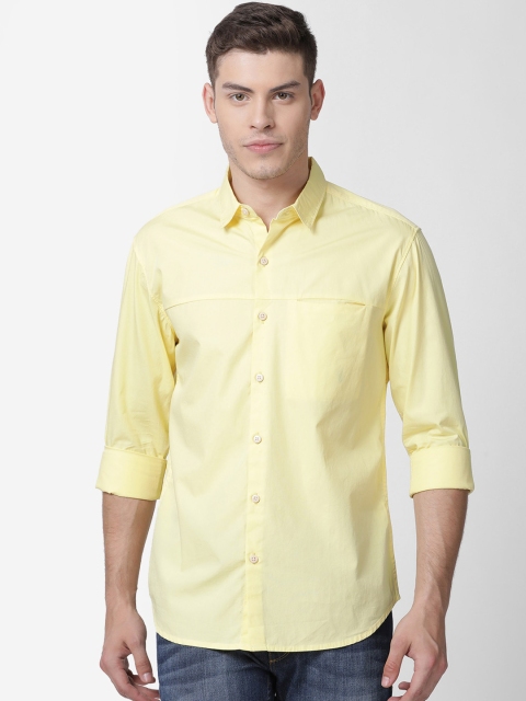 

Mucho Solo Men Yellow Slim Fit Solid Casual Shirt