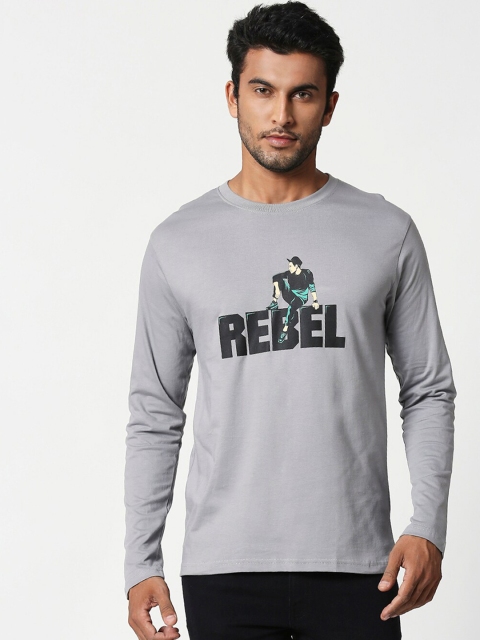 

Bewakoof Men Grey Rebel Sight Printed Round Neck T-shirt