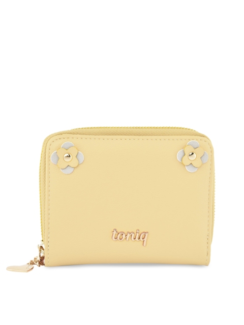 

ToniQ Women Yellow Solid Zip Around Wallet