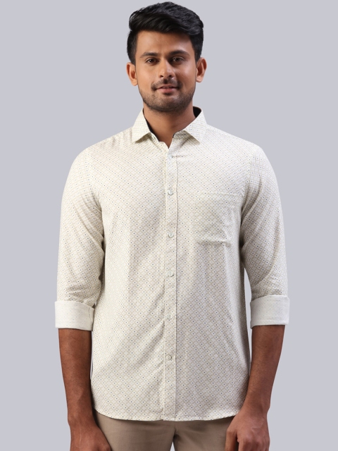 

Raymond Men White & Beige Regular Fit Printed Casual Shirt