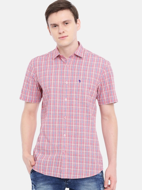 

Classic Polo Men Pink & Blue Slim Fit Checked Casual Shirt