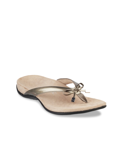 

VIONIC Women Beige & Gold-Toned Solid Embellished Detail Sandals