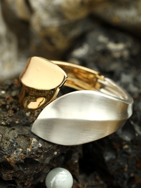 

ANIKAS CREATION Gold-Plated & Silver Alloy Hand Painted Cuff Bracelet