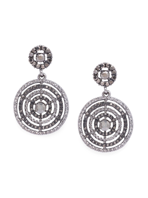 

Globus Gunmetal-Toned Circular Drop Earrings, Metallic