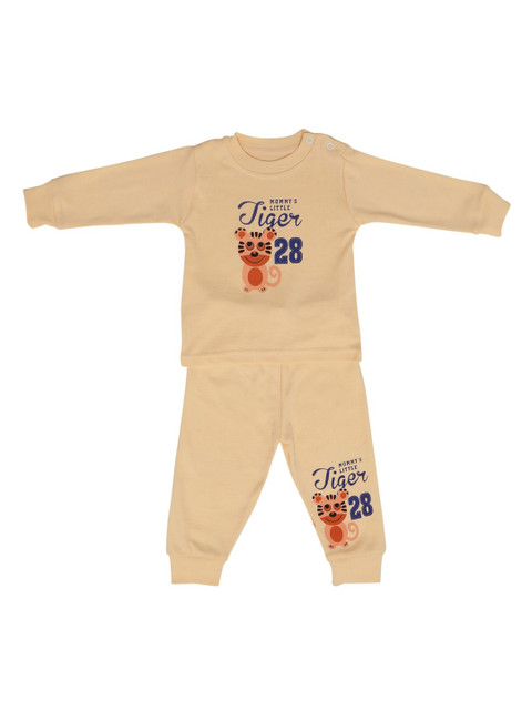 

Chipbeys Unisex Kids Yellow & Orange Printed T-shirt with Pyjamas