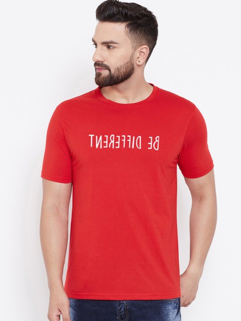 

wesquare Men Red Printed Round Neck T-shirt