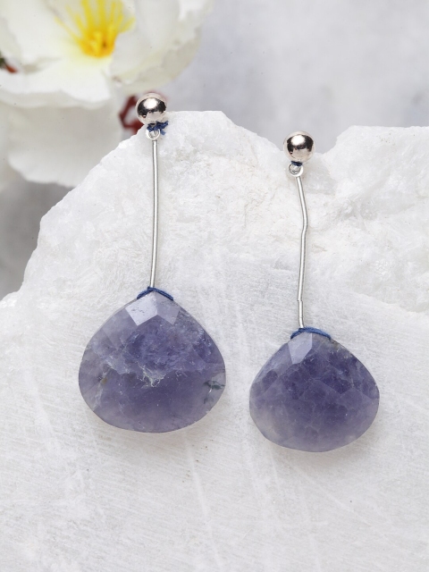 

DUGRISTYLE Blue Teardrop Shaped Neeli Drop Earrings